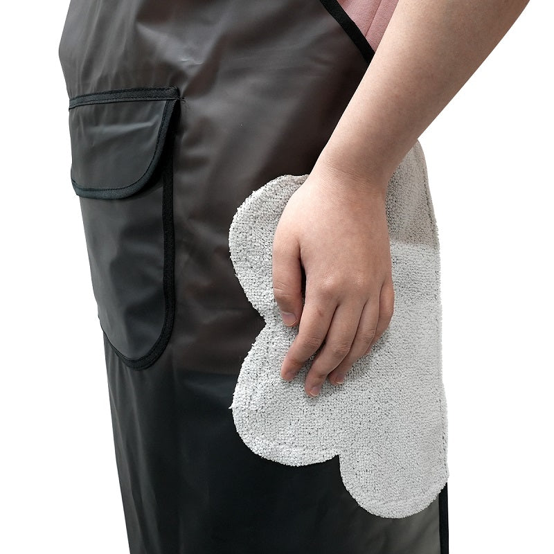 Waterproof Pet Grooming Apron with Storage Pocket & Hand-Wipe Cloth