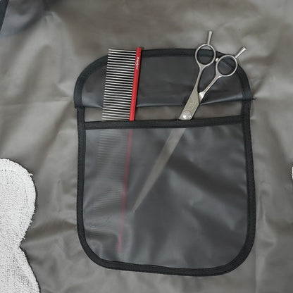 Waterproof Pet Grooming Apron with Storage Pocket & Hand-Wipe Cloth