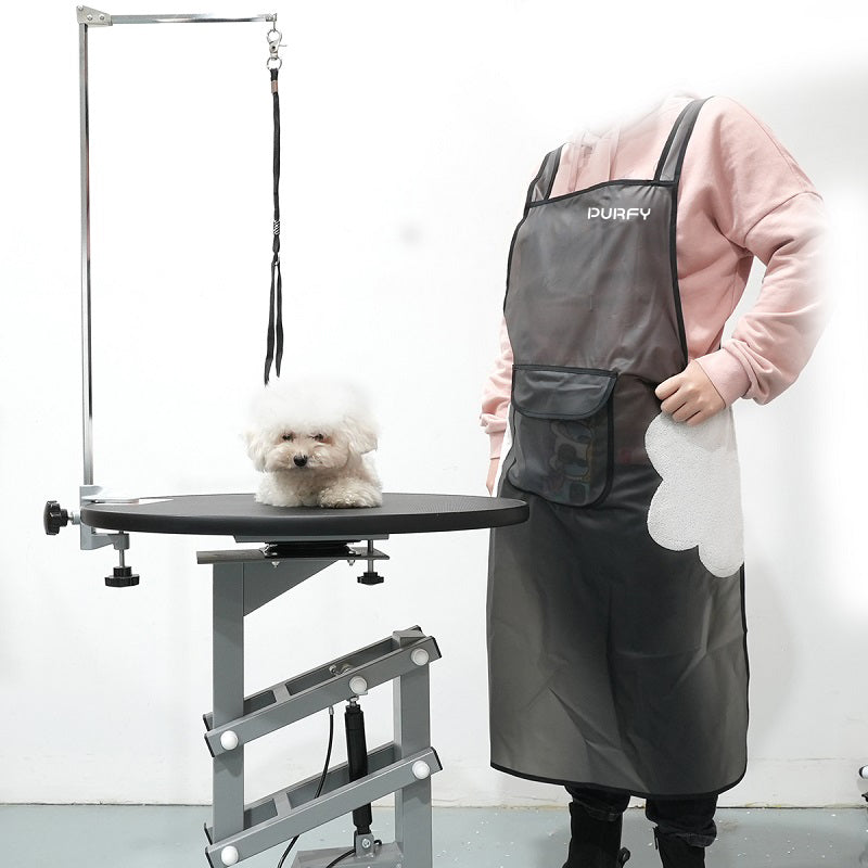 Waterproof Pet Grooming Apron with Storage Pocket & Hand-Wipe Cloth