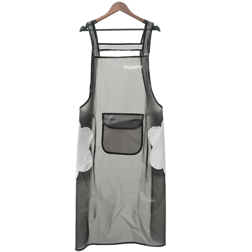 Waterproof Pet Grooming Apron with Storage Pocket & Hand-Wipe Cloth