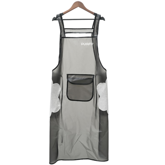 Waterproof Pet Grooming Apron with Storage Pocket & Hand-Wipe Cloth